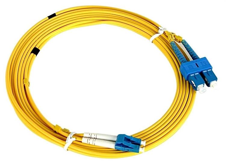 Snor SC-LC duplex OS2, 1,0m 9/125µm. Farge gul
